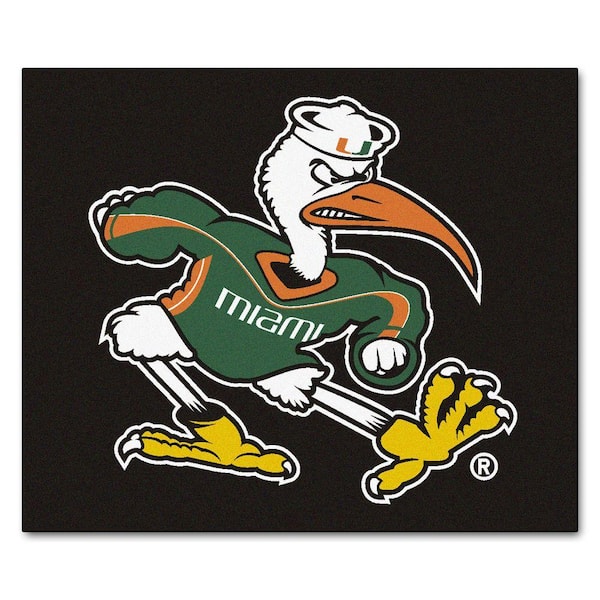 FANMATS NCAA University of Miami Florida Black 5 ft. x 6 ft. Indoor/Outdoor Tailgater Area Rug