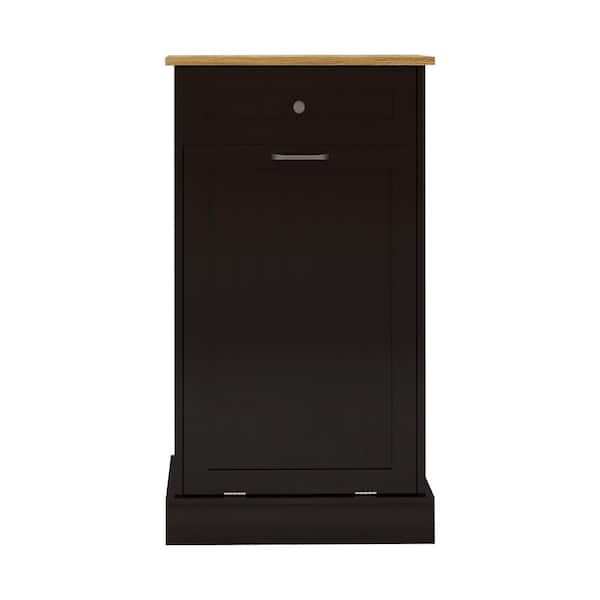 1-Drawers and 1-Compartment Tilt-Out Trash Cabinet, Black Kitchen Trash Cabinet