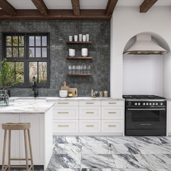 モラモラi Daltile Lamora Nero Marble 24 in. x 24 in. Matte Porcelain