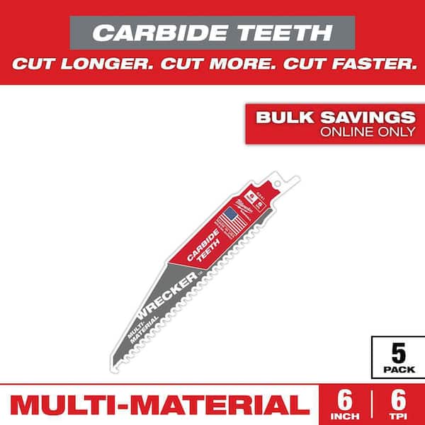 Milwaukee 6 in. 6 TPI WRECKER Carbide Teeth Multi-Material Cutting