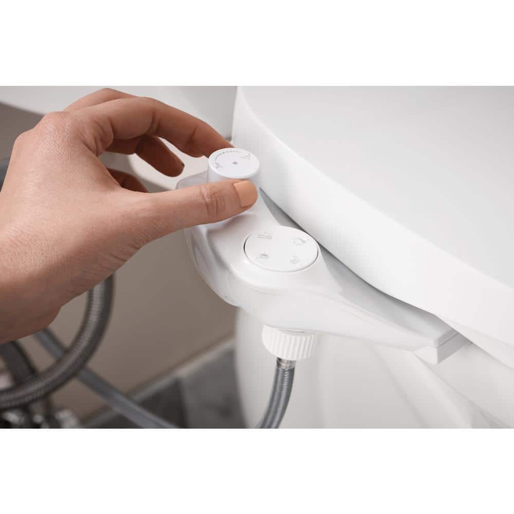 White Electronic Bidet Toilet Seat with Heated Water and Night Light
