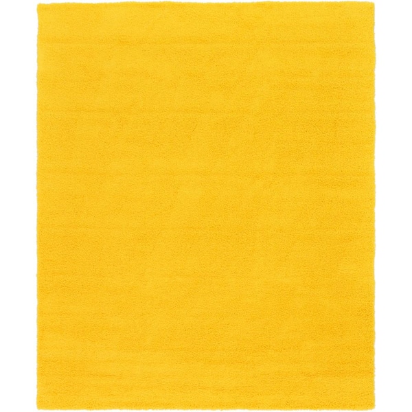 Unique Loom Solid Shag Tuscan Sun Yellow 12 ft. x 15 ft. Area Rug