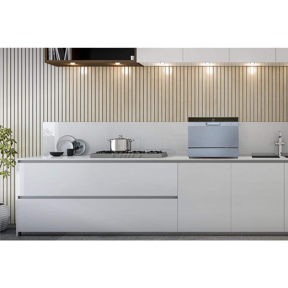 Silver 6-Place Setting Countertop Dishwasher with LED Display