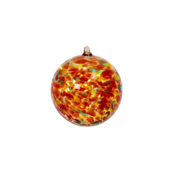 GERSON INTERNATIONAL 8 in. H Solar Lighted Amber Handblown Glass Sphere