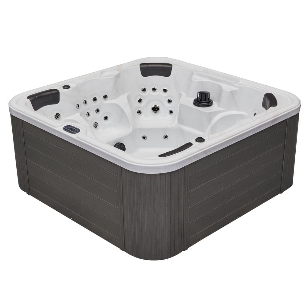 Gray Acrylic 6-Person Square Hot Tub with Ozonator