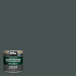 8 oz. #MQ6-44 Black Evergreen Solid Color Waterproofing Exterior Wood Stain and Sealer Sample