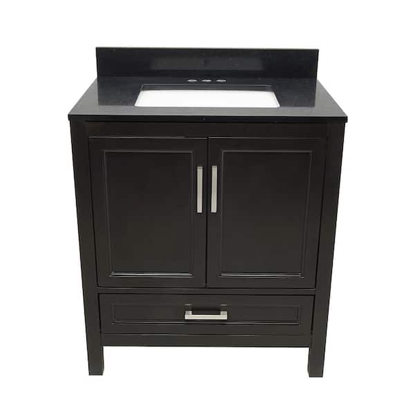 Ella Nevado 31 in. W x 22 in. D x 36 in. H Bath Vanity in Espresso with Quartz Stone Galaxy Black Top with White Basin