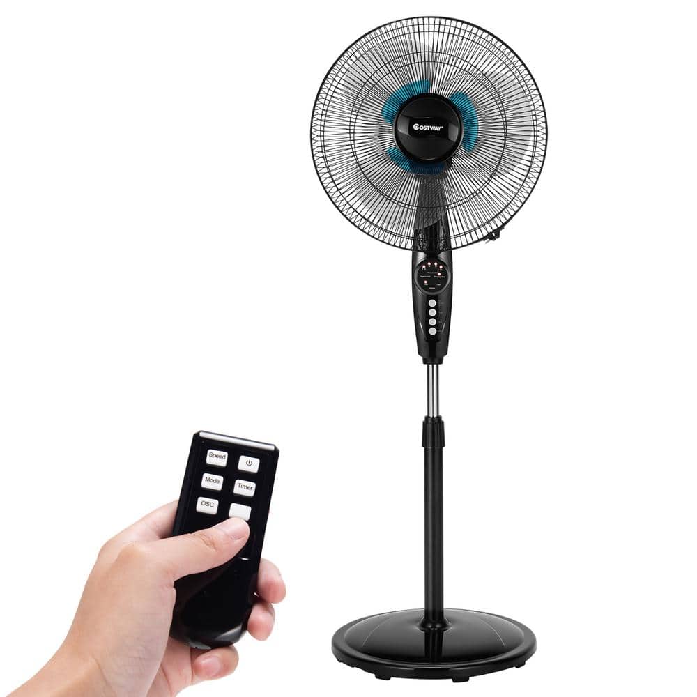 Details about   Adjustable Oscillating Fan Three Speed Remote Timer Double Blade Pedestal Stand