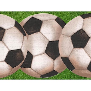 Falkirk Dandy II White Black Soccer Balls Sport Peel and Stick Wallpaper Border