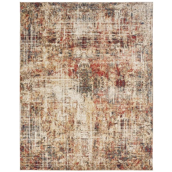 KALATY Ivory and Crimson 10 ft. 2 in. x 12 ft. 6 in. Area Rug