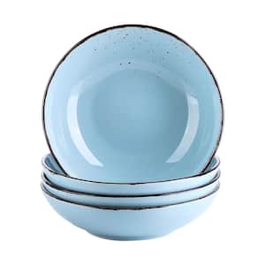 4-Piece Light Blue Ceramic Dinnerware Set Salad Pasta Bowls Soup Plates(Service for 4)