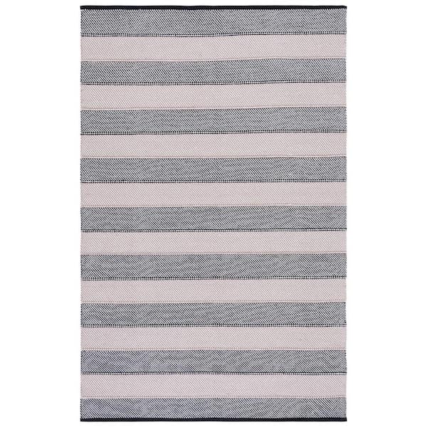 SAFAVIEH Striped Kilim Ivory Black 4 ft. x 6 ft. Striped Area Rug