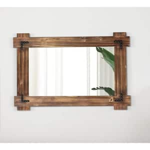 Rustic Mirror 20 in. W x 30 in. H Wood Mirror Rustic Wood Wall Mounted Rectangular Mirror