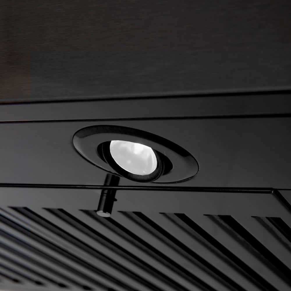 24 Inch Black Stainless Steel Convertible Wall Mount Range Hood