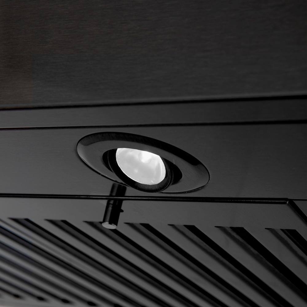 24 Inch Black Stainless Steel Wall Mount Range Hood with Bluetooth Speakers