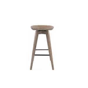 Bali 29 in. Product Height Swivel Backless Bar Stool - Barnwood Wire-Brush