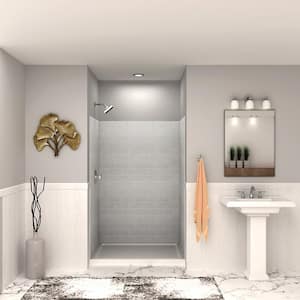 SaraMar 36 in. x 48 in. x 72 in. 3-Piece Easy Up Adhesive Alcove Shower Wall Surround in Grey Beach