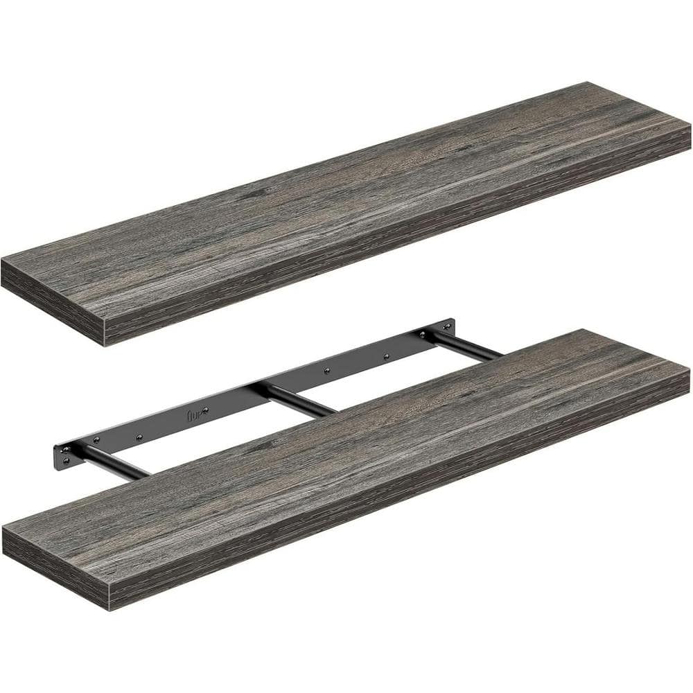 47.2 in. W x 9.3 in. D Grey Decorative Wall Shelf (Set of 2)