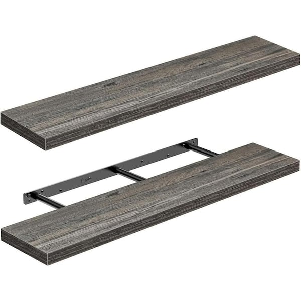 Cubilan 47.2 in. W x 9.3 in. D Grey Decorative Wall Shelf (Set of 2)