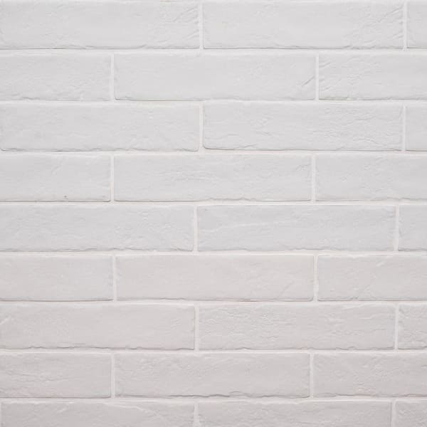 Stirling White Brick Matte White Porcelain Brick Look Tile Rectangle 2 in. x 10 in., Floor and Wall (5.15 sq. ft./Case)
