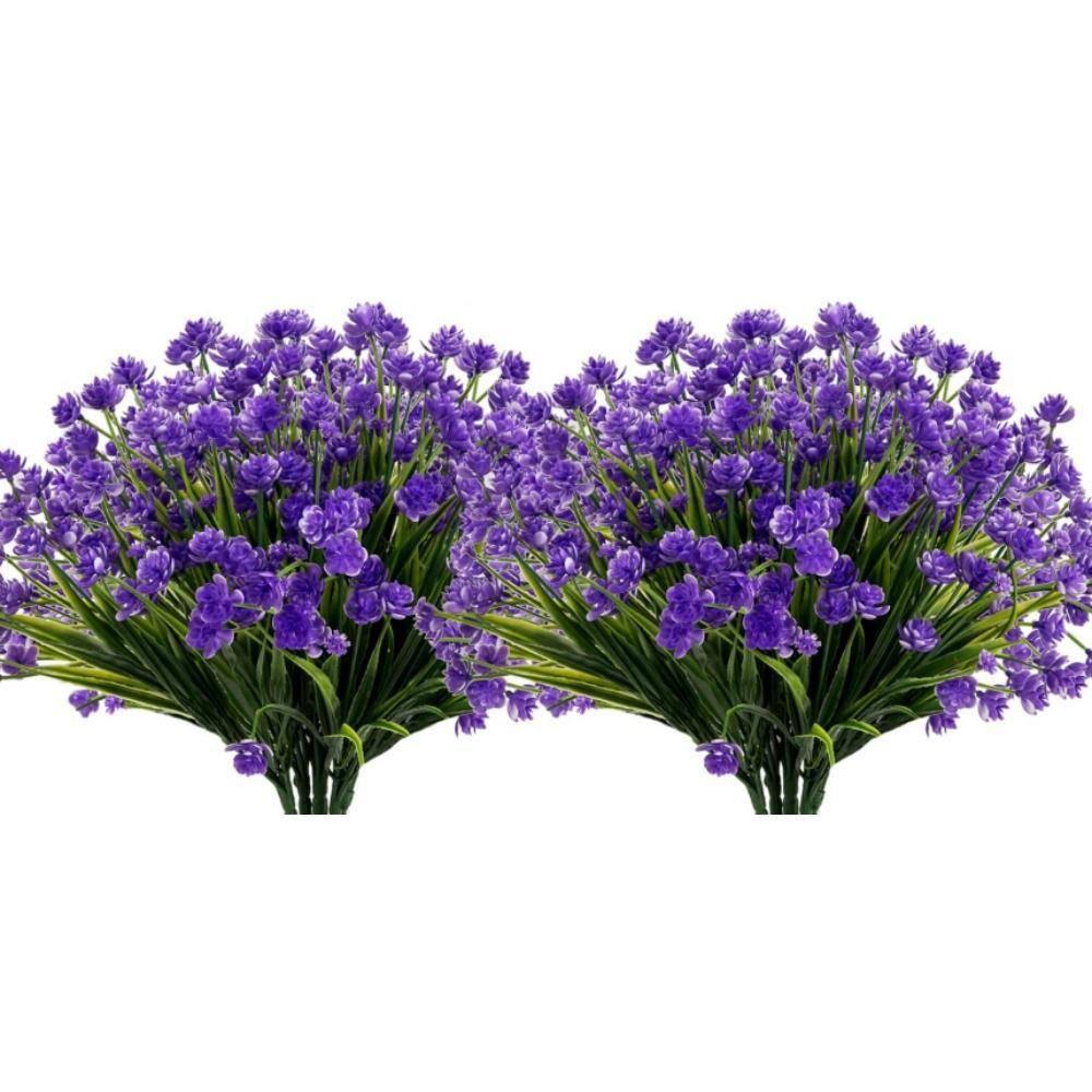 12.6 in. Purple 8 Bundles Plastic Flowers Outdoor Artificial Fake