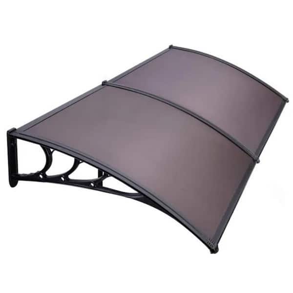 200 x 100 Home Door and Window Rain Cover Eaves Awning Brown and Black Bracket