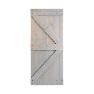 K Series 36 in. x 84 in. Light Grey DIY Knotty Pine Wood Sliding Barn Door Slab