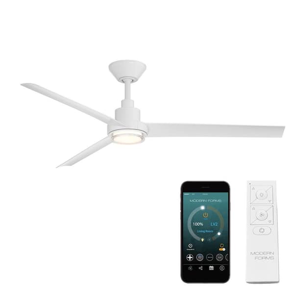 Bolo 56 in. Smart Indoor/Outdoor Matte White Standard Ceiling Fan Selectable CCT Integrated LED and Remote