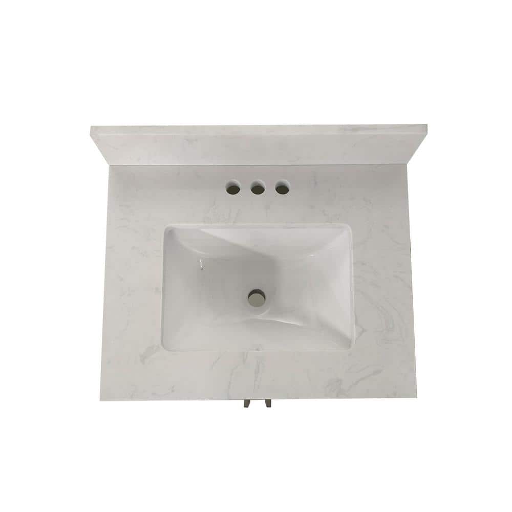 Vivien 24" White Composite Freestanding Bathroom Vanity with Ceramic Sink