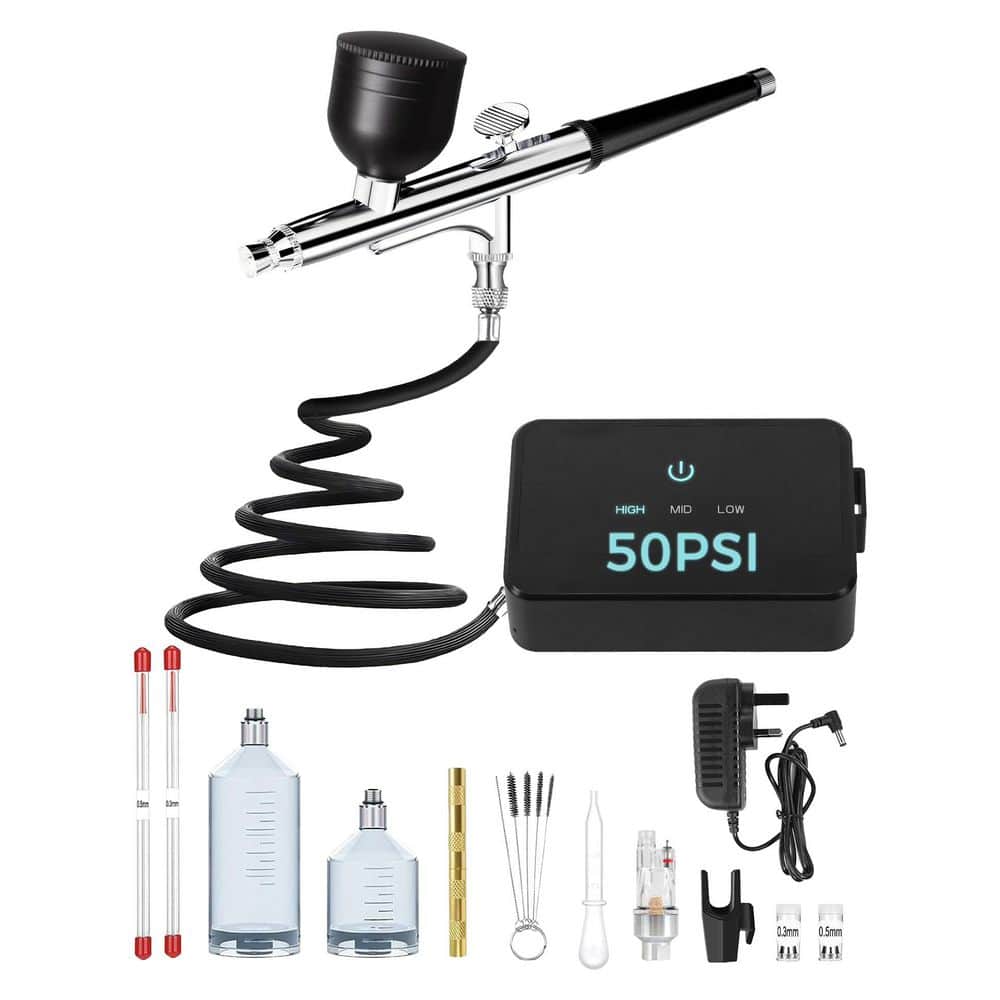 Airbrush Kit Air Compressor High Pressure Metal Finish Intuitive 0.2/0.3/0.5mm Nozzles Painting Modeling Cake Set price history on PriceWatchPro