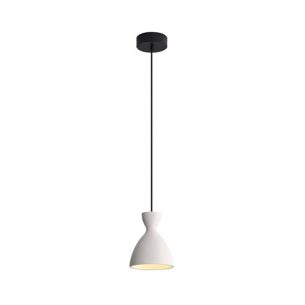 Golden Lighting - Aethera 8-Watt 1 Light White Sandstone Cement Integrated LED Pendant Light with White Sandstone Cement Shade