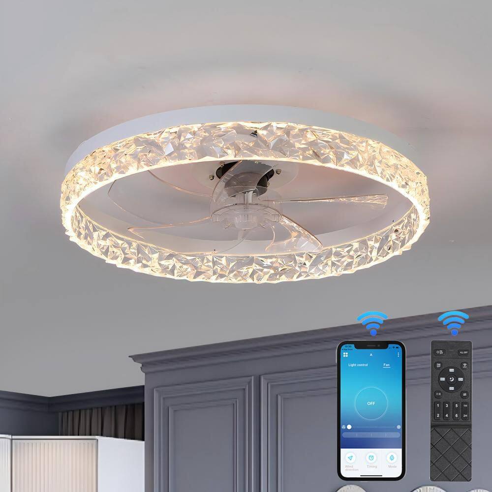 19.7 in. LED Indoor White Bladeless Low Profile Ceiling Fan Flush Mount Smart App Remote Control Dimmable Lighting price history on PriceWatchPro
