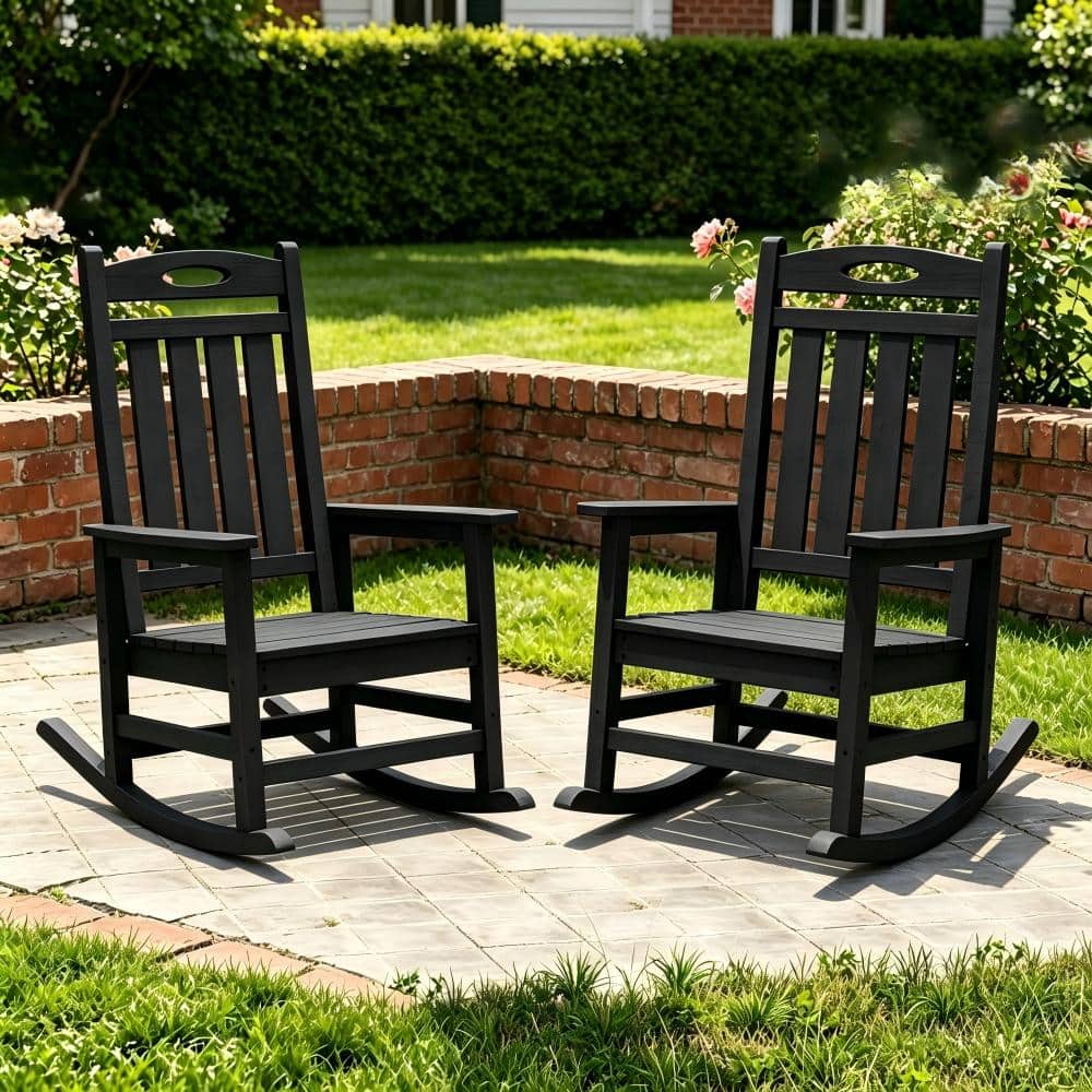 2-Piece Oversized HDPE Outdoor Rocking Chairs, 350 lbs Weight Capacity, Weather Resistant Patio Rocker for Porch, Garden price history on PriceWatchPro