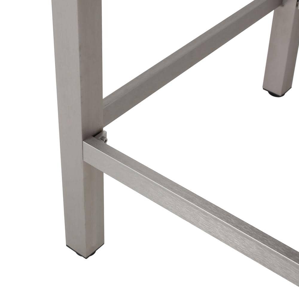 Modern Silver 5-Piece Aluminum Bar Set with Square Glass Top
