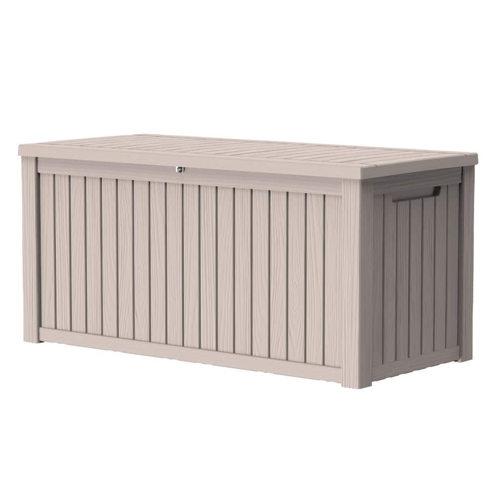 200 Gal. Resin Outdoor Deck Box, Weather-Resistant Large Storage Chest with 1000 lbs Capacity for Patio - Brown