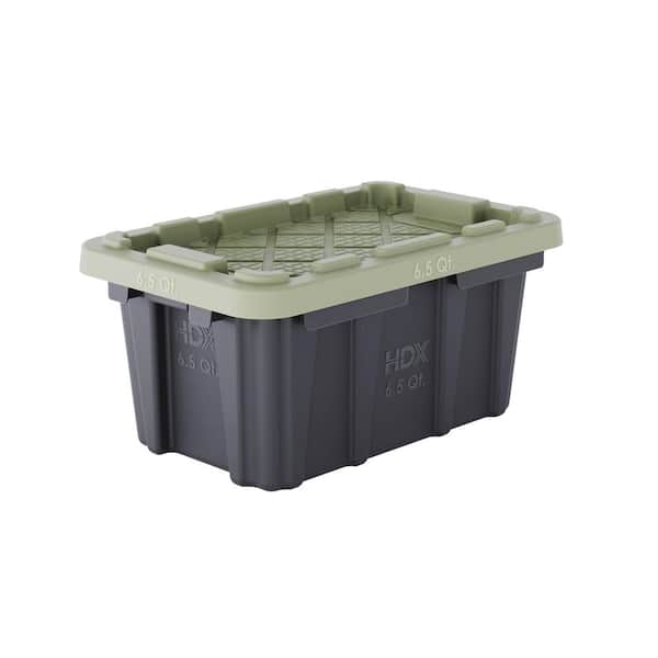 6.5-Qt Tough Storage Tote in Black with Army Green Lid