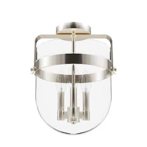 Karloff 11.75 in. 3-Light Brushed Nickel Semi-Flush Mount