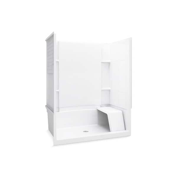 Accord 36 in. x 60 in. x 74-1/2 in. Standard Fit Shower Kit with Seat in White