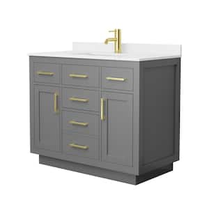 Beckett TK 42 in. W x 22 in. D x 35 in. H Single Bath Vanity in Dark Gray with White Quartz Top