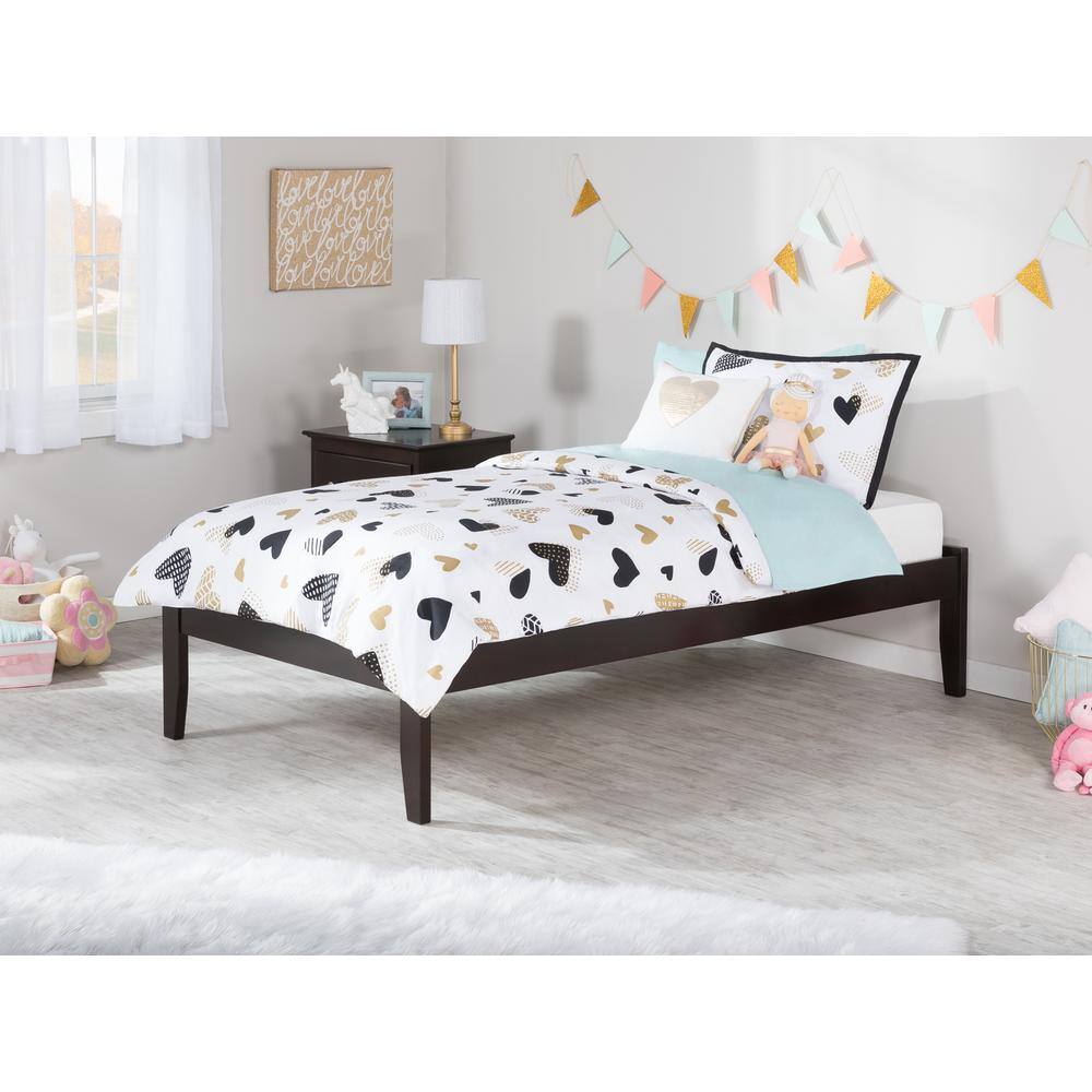 Espresso Twin XL Versatile Platform Bed with Upholstered Frame