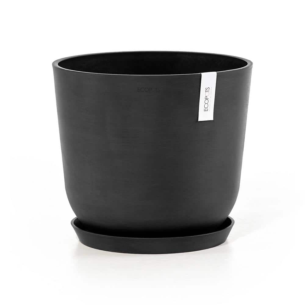 Premium Home O Depot Saucer) TPC BY Oslo Grey Sustainable - Planter in. 14 (with Composite The Plastic ECOPOTS OSLS.35.DG Dark