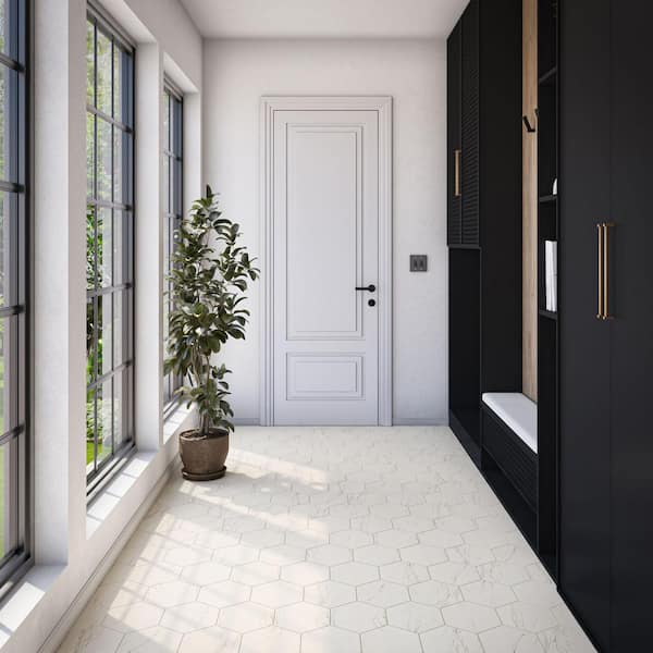 Daltile Lexstone Cloud Mist 8 in. x 9 in. Matte Porcelain Hexagon
