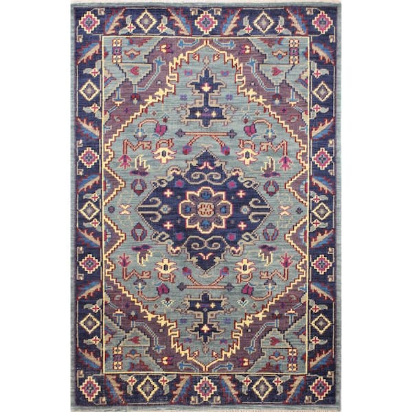 Palmyra Teal 5 ft. x 8 ft. (5 ft. x 7 ft. 6 in.) Floral Transitional Area Rug
