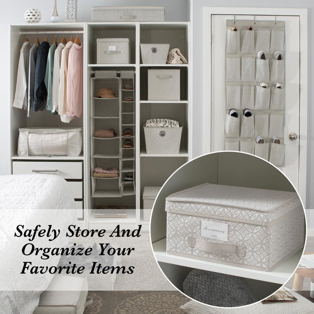 Simplify Medium Gray Boho Print Fabric Storage Box