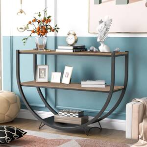 50 in. Brown Standard Half Moon Wood Console Table with Storage