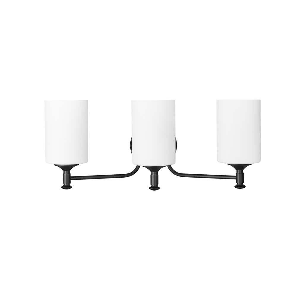 Ailey 21.625 in. 3-Light Matte Black Vanity-Light Etched Opal White price history on PriceWatchPro