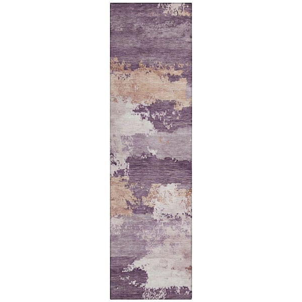 Chantille Machine Washable Indoor/Outdoor Abstract ACN2372 Eggplant 2 ft. x 7 ft. Runner Rug