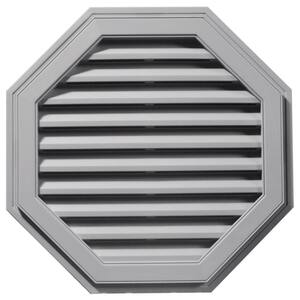 32 in. x 32 in. Octagon Gray Plastic Built-in Screen Gable Louver Vent