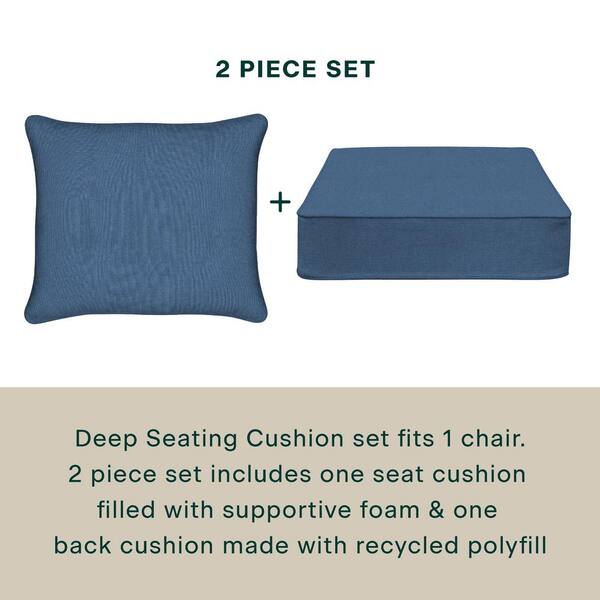 Hotsell Outdoor Textured Solid Pacific Blue Deep Seating Patio Cushion Set