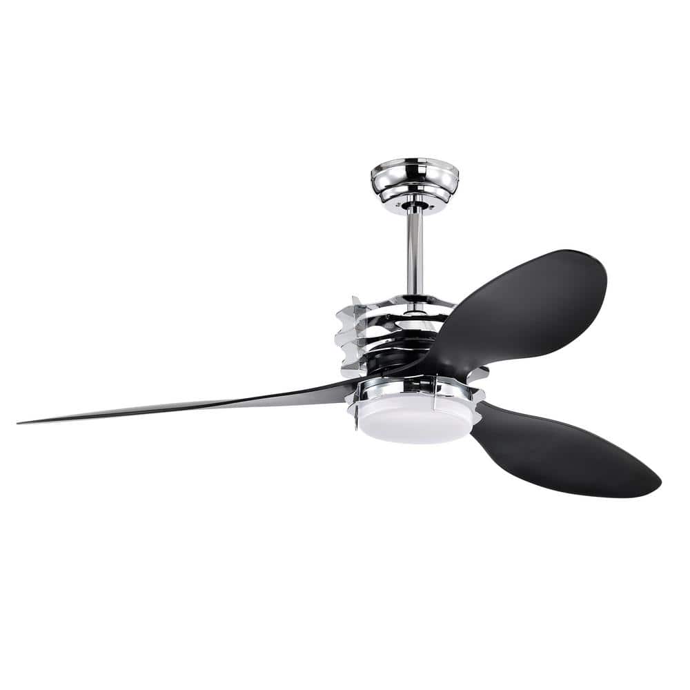 FIRHOT 52 in. Black Indoor Integrated LED Light DC Motor Ceiling Fan with Remote Control and